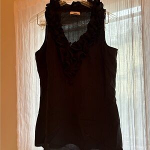 New York & Company Black Ruffled Blouse